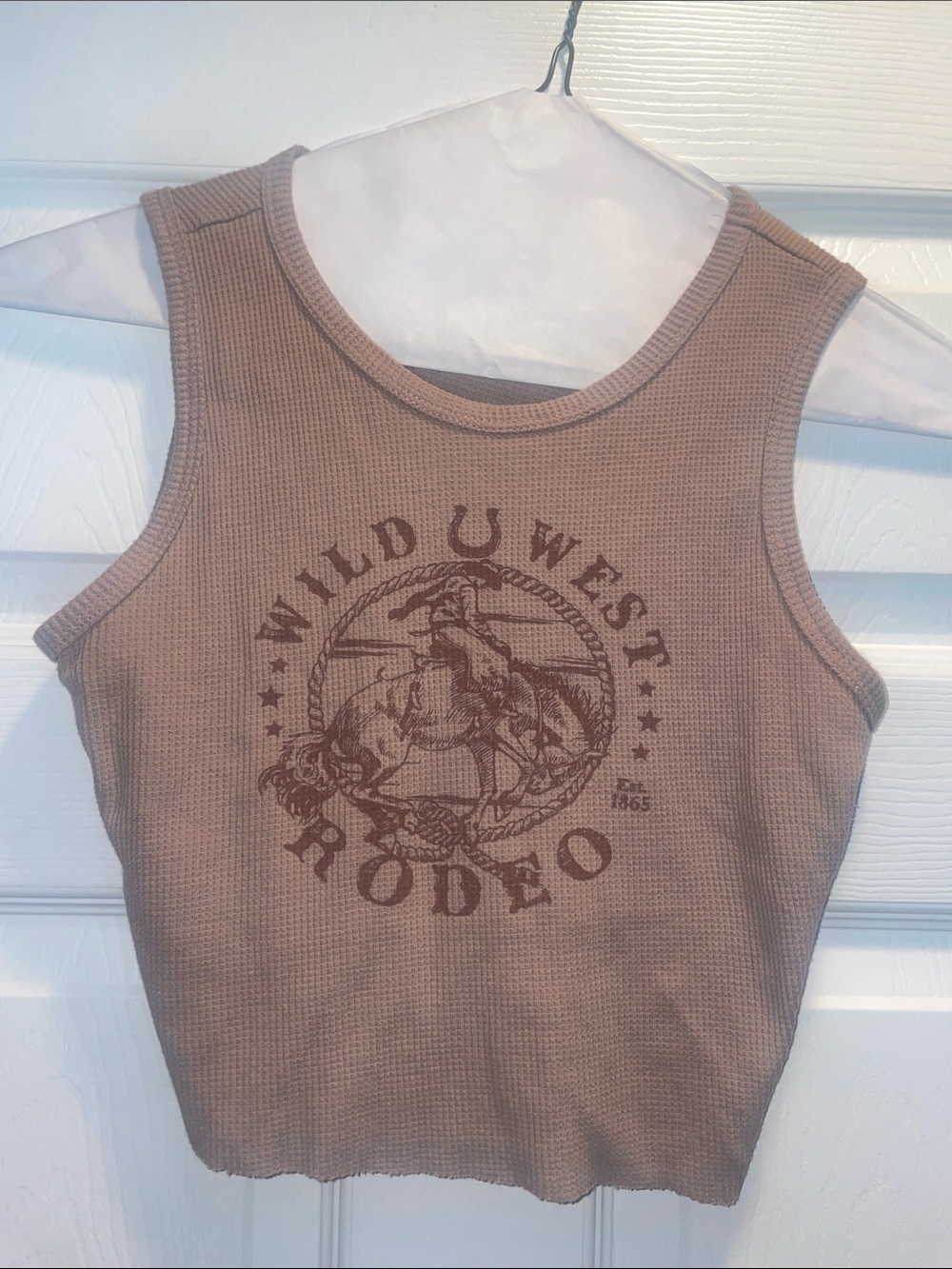 Wild West Rodeo Graphic Tank Top - Taupe